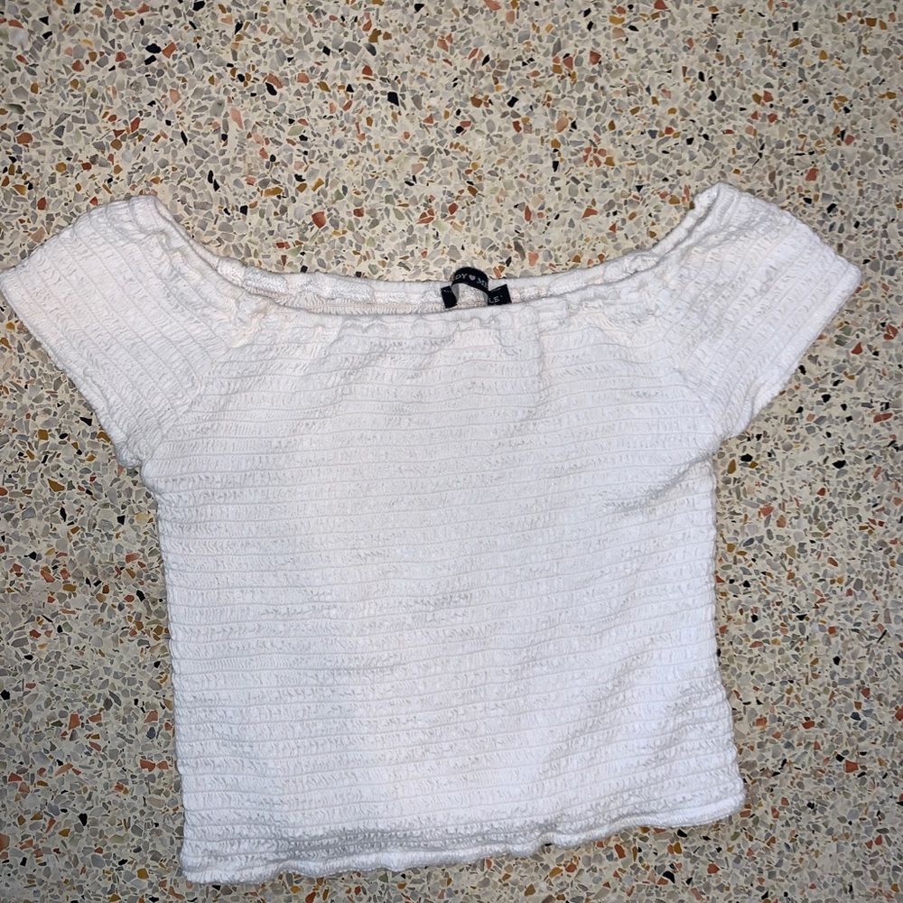 Brandy Melville ruched off the shoulder top